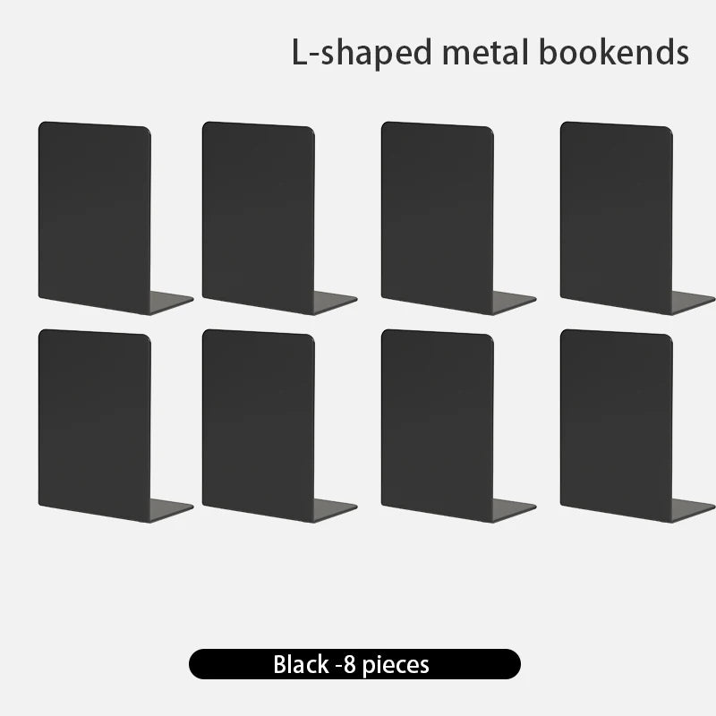 Bookends 6 Pair, White Metal Book Ends, Bookends for Shelves, Book Stopper for Heavy Books, Book Dividers for Home Office