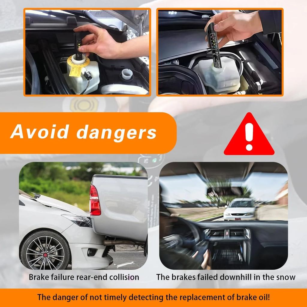 Car Brake Diagnostic Testing Tool Brake Fluid Tester Pen with 5 LED Indicators Hydraulic Fluid Liquid Oil Moisture Analyzer