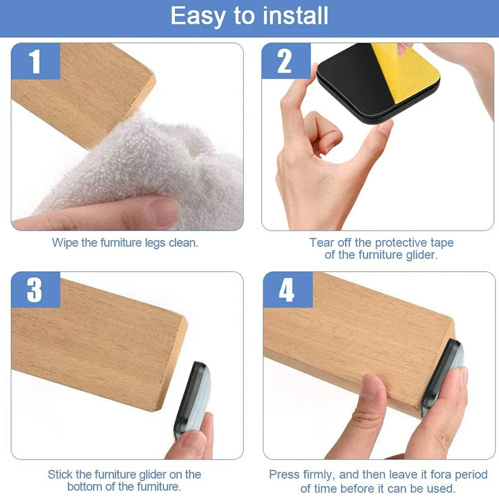 20PCS Feet Glider Sliding Pads Home Furniture Sliders Furniture Gliders PTFE Square Floor Mover Pads For Household Hardware﻿