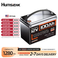 Humsienk LiFePO4 Lithium Battery 12V 100AH BMS 100A 1280Wh For RV/Vans/Trolling Motor/Off-grid/Camping/2-Year Warranty/UL 1973