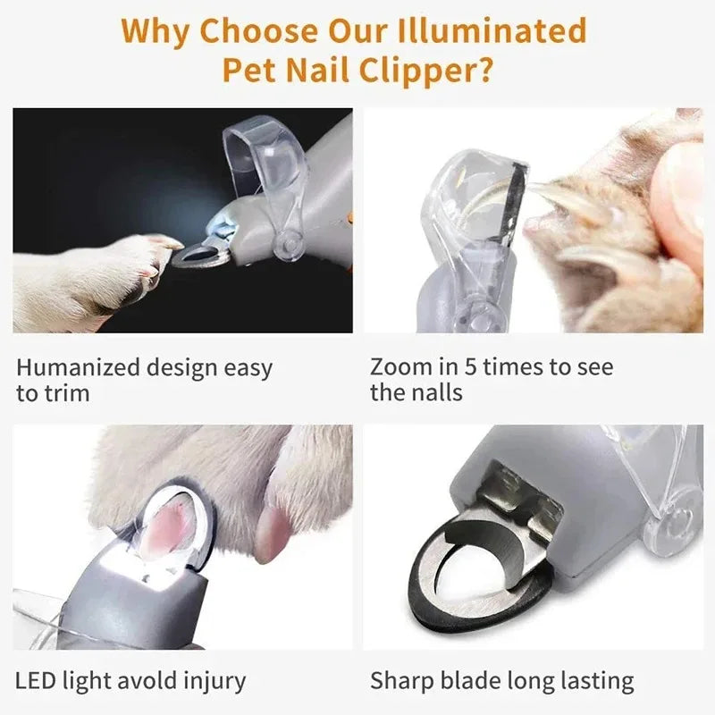 LED Pet Nail Scissors for Dogs & Cats – Professional Toenail Clipper Tool, Sharp Cutter