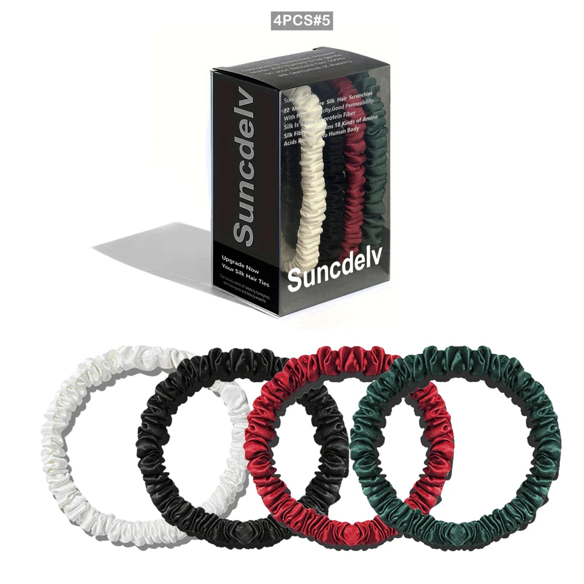 100% Natural Silk Solid Color Hair Ties High Quality Hair Scrunchies (22Momme) Women Big Hairbands Hair Accessories（4PCS Box）