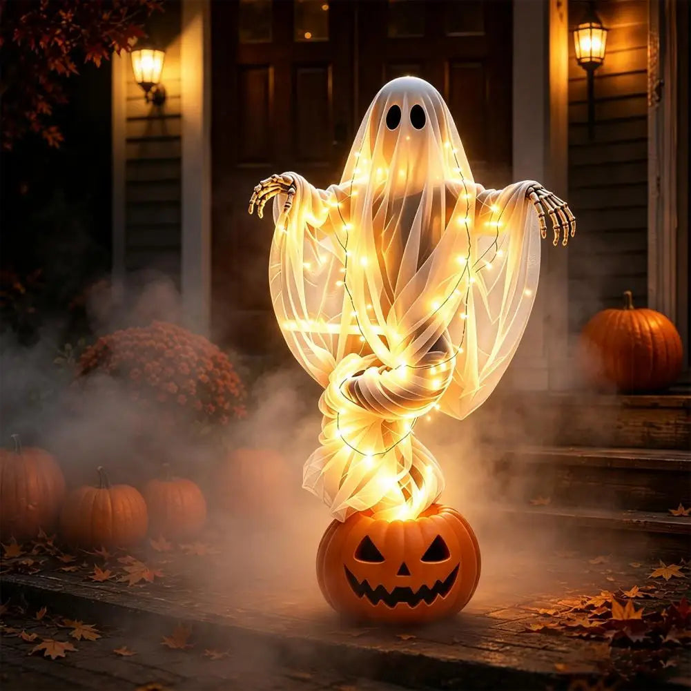 Halloween Outdoor Decorations Ghost Pumpkin Yard Lights Swirling Ghost Pumpkin Yard Lamp Halloween Outdoor Garden for Porch