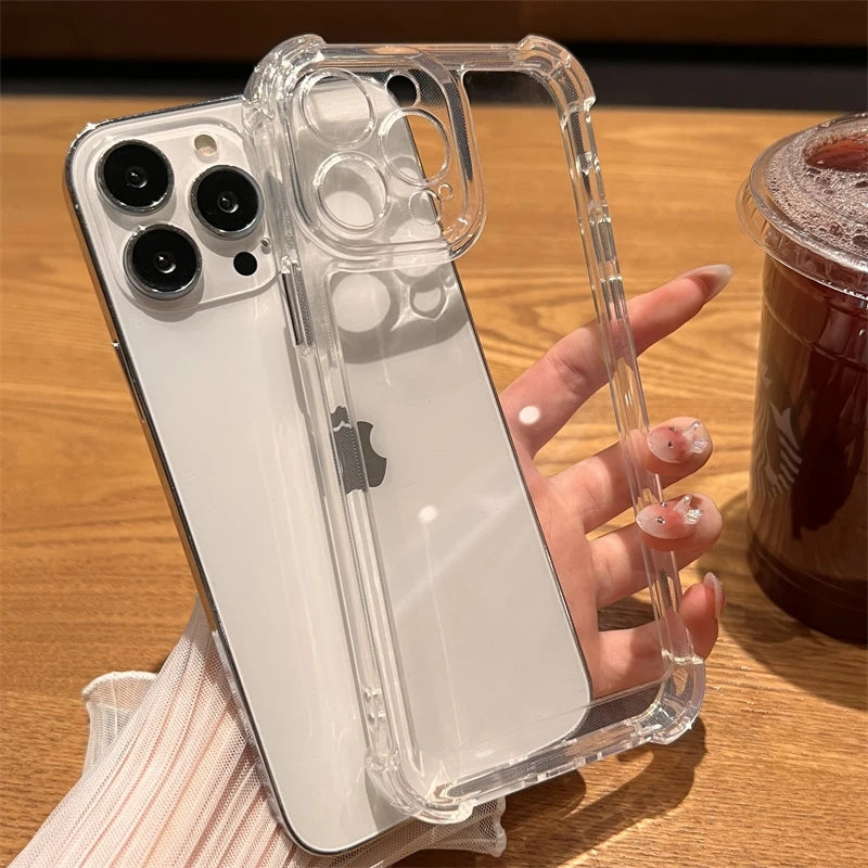 Luxury Shockproof Transparent Case For iPhone 18 17 16 15 14 13 12 11 Pro Max X Xs XR Max 7 8 Plus Clear Soft Bumper Cases Cover