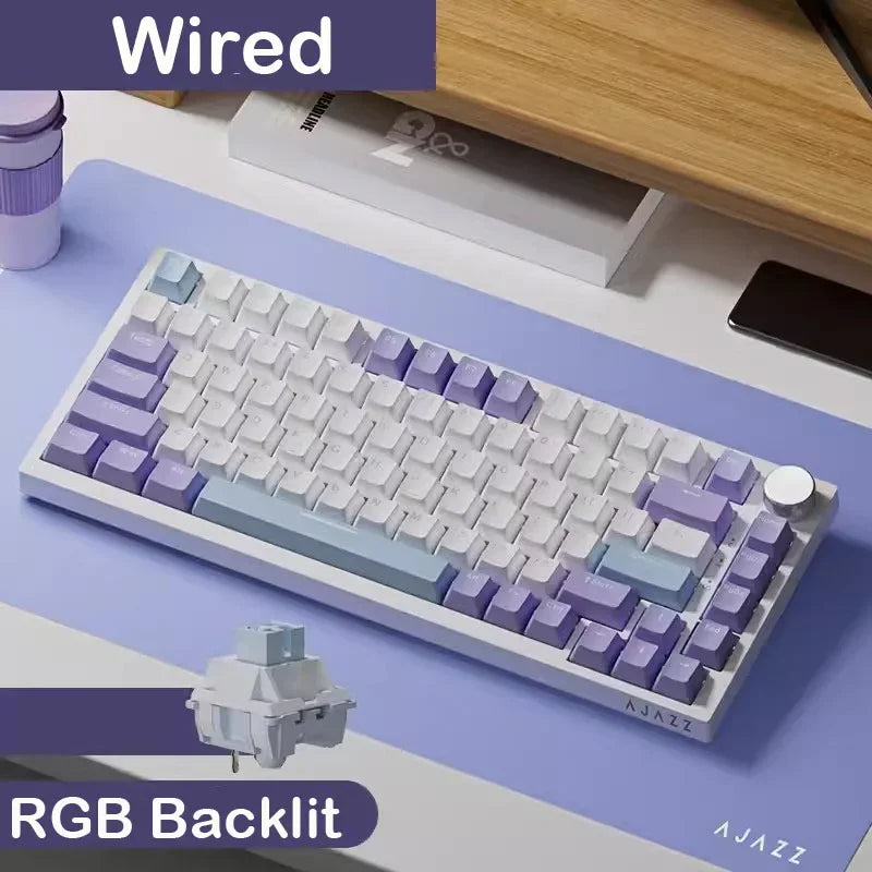 AJAZZ AK820/AK820 Pro Mechanical Gaming Keyboard Tri-Mode Bluetooth 5.1 Wireless Wired Knob Hot Swap Gasket Custom Keyboard
