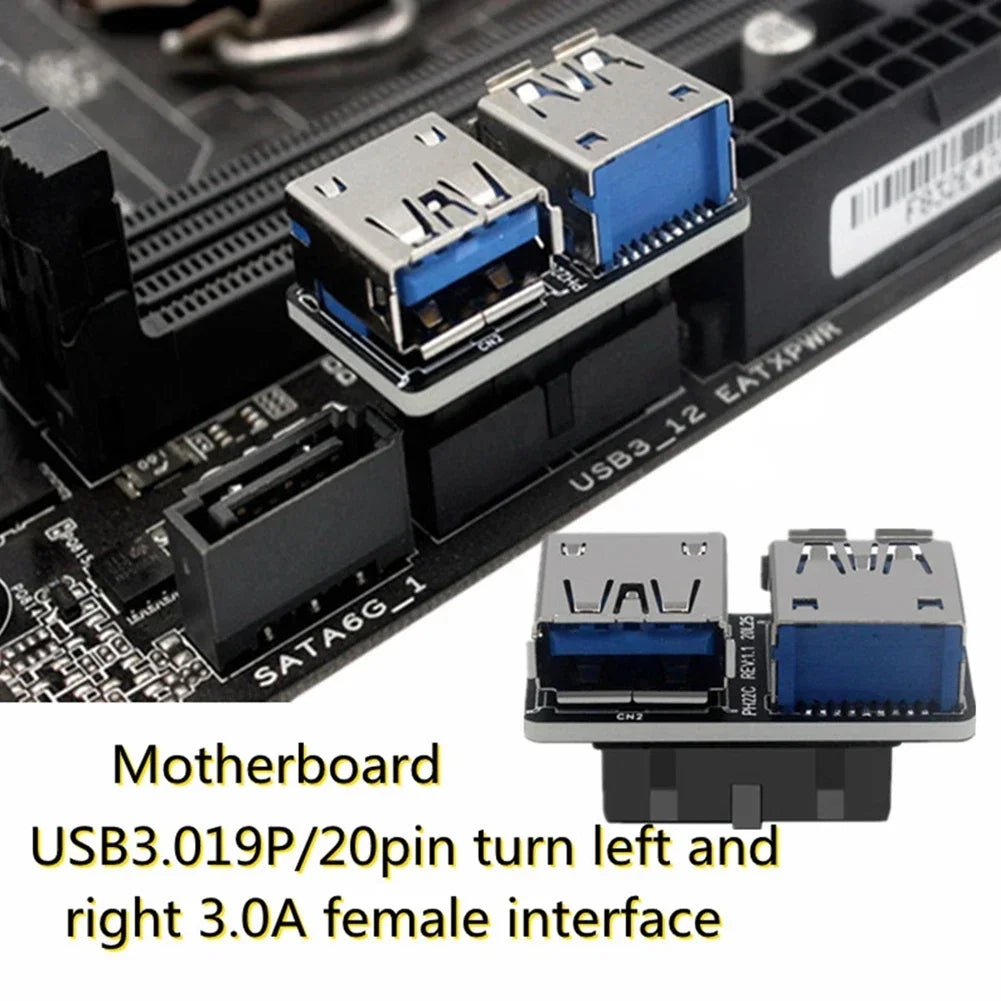 Motherboard USB 3.0 19/20Pin To Dual USB-A Port Internal USB Panel Converter Adapter for Desktop PC Mainboard Expansion