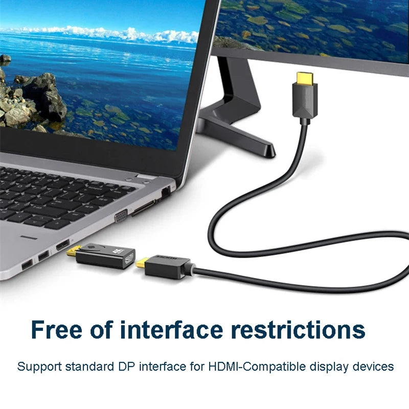 4K DP to HDMI Adapter – DisplayPort Male to HDMI Female Converter, Transmits Video and Audio for Computers, Laptops and HDTVs