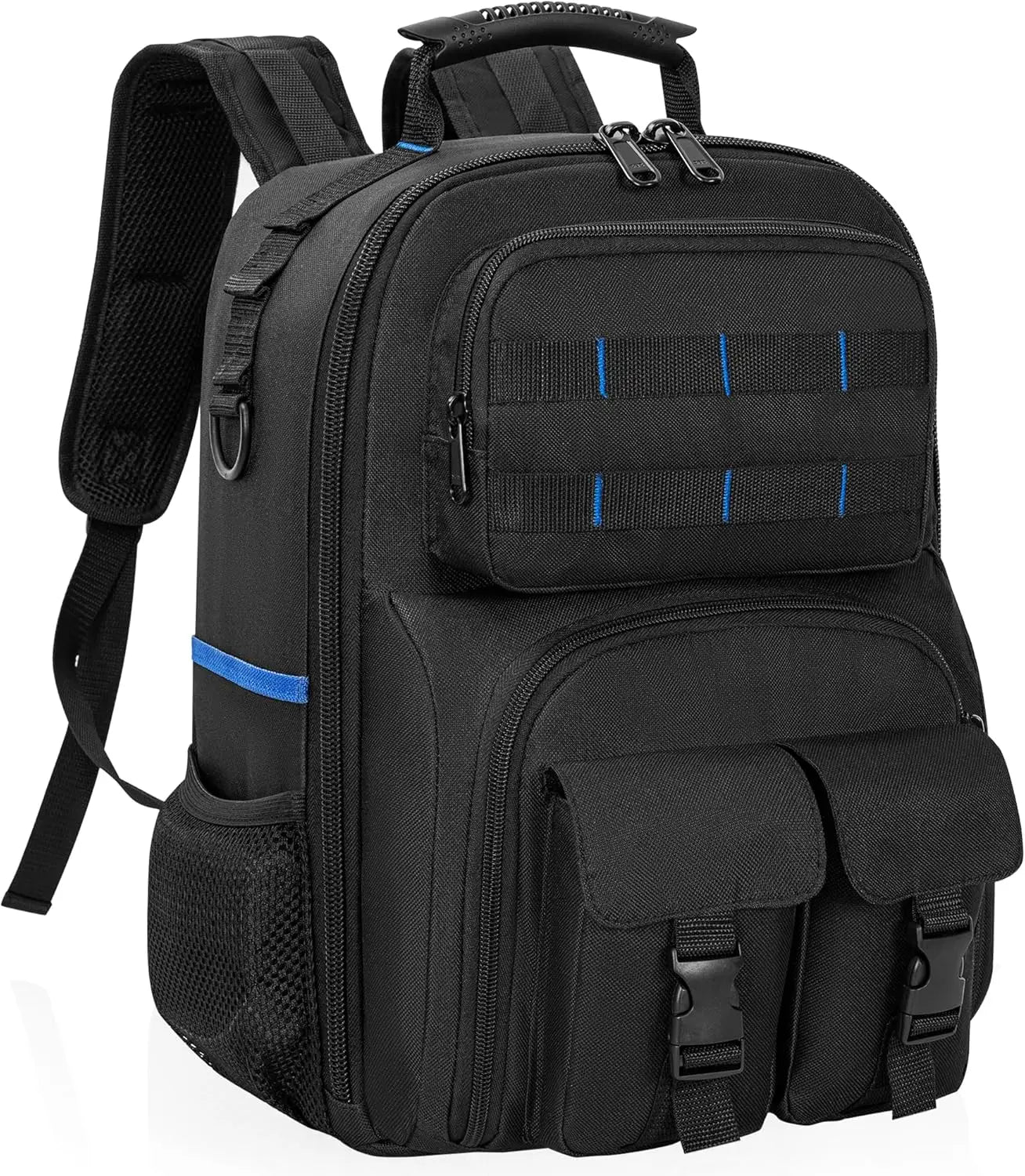 Tool Backpack, Heavy Duty Tool Bag with Padded Shoulder and Removable Tool Organizer, Water-Resistant Work Backpack, for Electricians