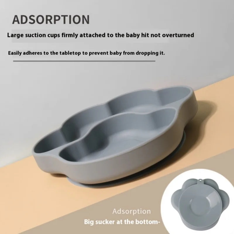 Soft Silicone Baby Feeding Set with Suction Bowl Plate Spoon Fork Toddler Training Tableware BPA Free Dishwasher Safe Easy Clean