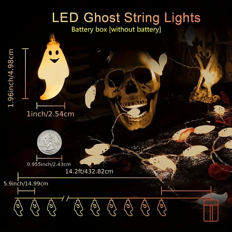 Smiling Ghost String Lights — 10 or 20 LED (1.5 m / 3 m)