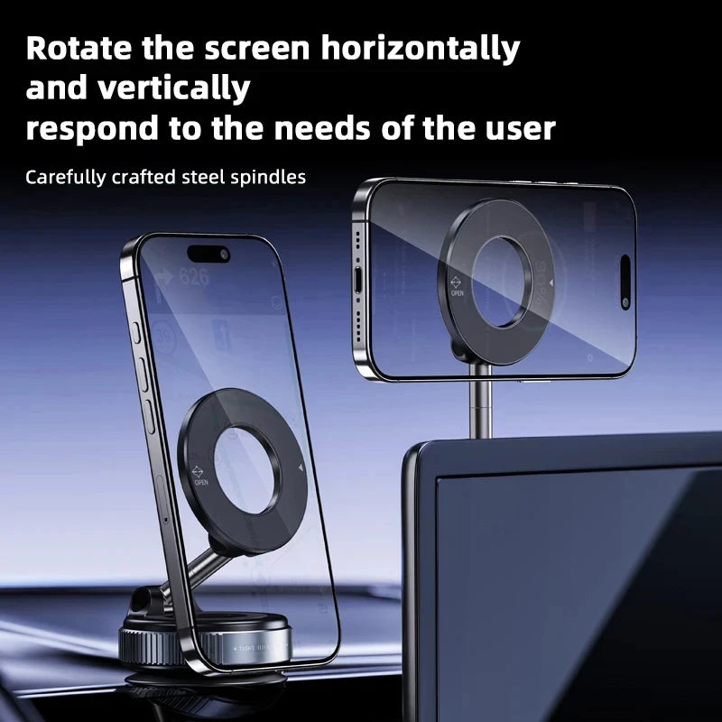 Rotating Folding Magnetic Phone Holder Vacuum Suction Mag Stand for Car Navigation Gym Kitchen - Universal GPS Streaming Bracket