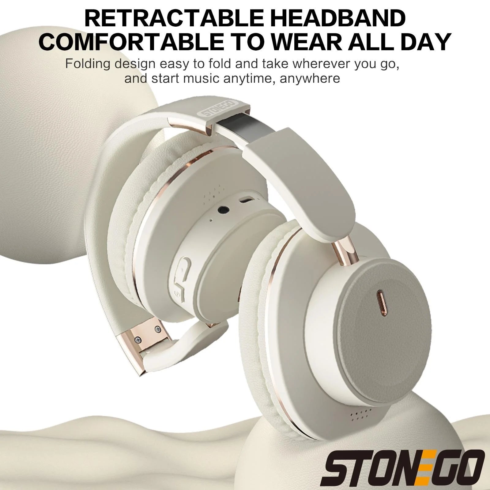 Bluetooth Headphones Wireless Headset Over Ear Foldable Portable Fashion Aesthetic Hi Fi Stereo Sound BT 5.3 Dual Mode Connectivity 24H Battery Fast Charging For Travel Gaming Music Streaming Photographers Students Commuters