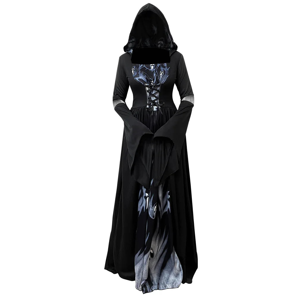 Halloween Costume Adult Women Dark Witch Evil Cosplay Costume Makeup Ball Performance Costume Carnival Party Performance Outfit