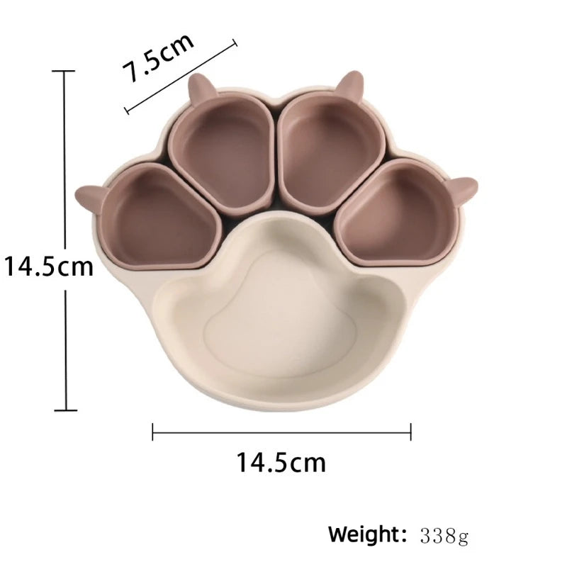 Soft Silicone Baby Feeding Set with Suction Bowl Plate Spoon Fork Toddler Training Tableware BPA Free Dishwasher Safe Easy Clean