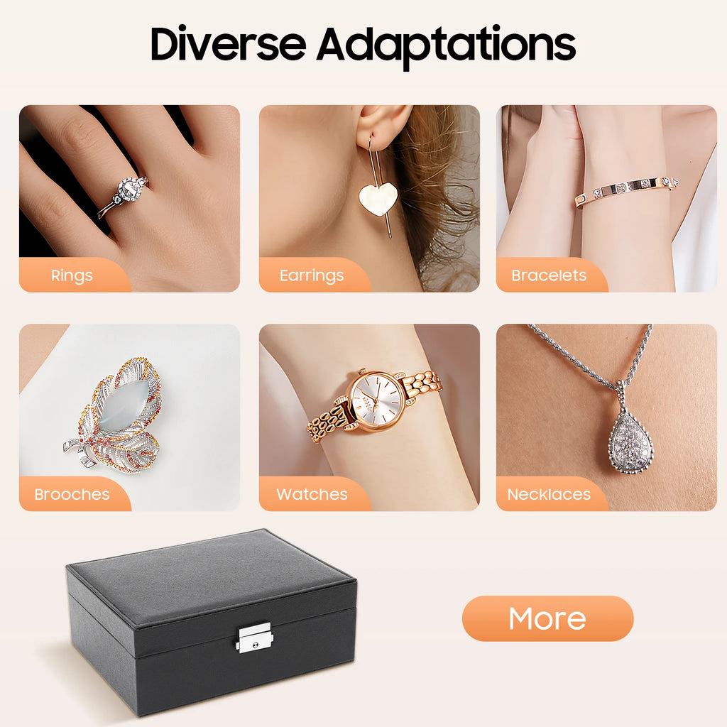 Jewelry Box Portable Desktop Jewelry Storage Case 2‑tier Jewelry Organizer Box with Lock Jewelry Holder for Rings Earrings Necklaces Bracelets Travel