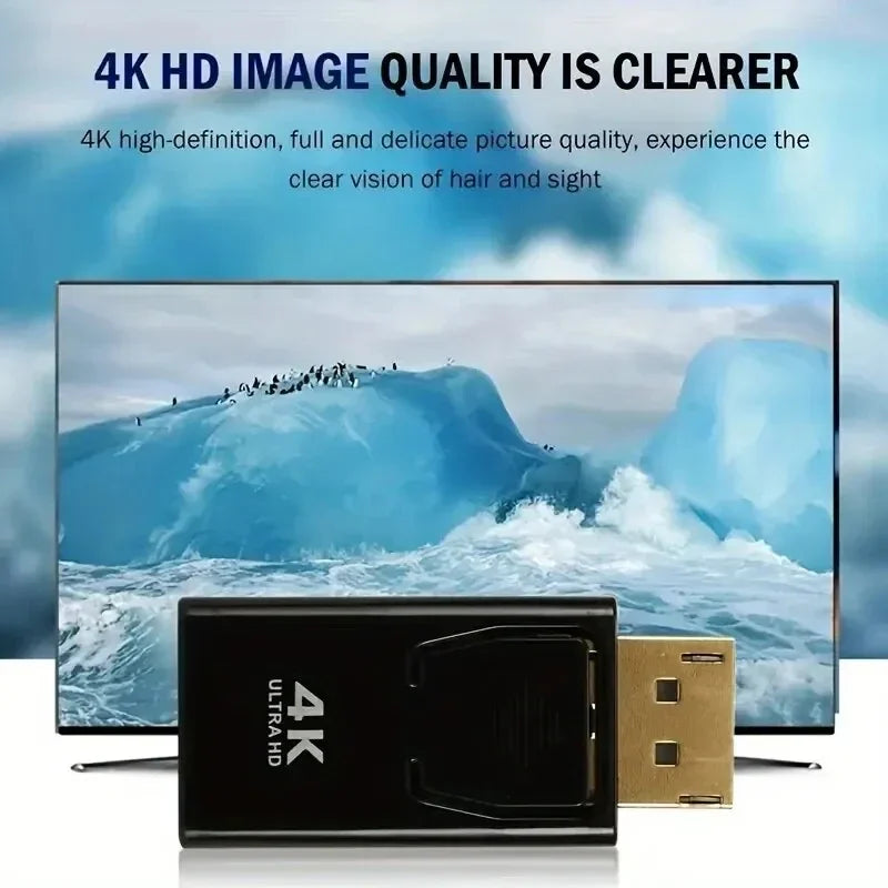 4K DP to HDMI Adapter – DisplayPort Male to HDMI Female Converter, Transmits Video and Audio for Computers, Laptops and HDTVs