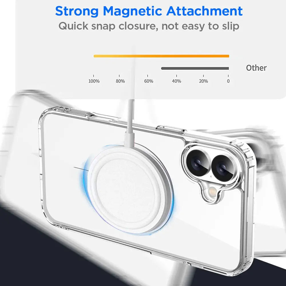 Original Magnetic Transparent Phone Case For iPhone 17 18 16 15 14 13 12 11 Pro Max Plus 16e E For Magsafe Silicone Cover Funda