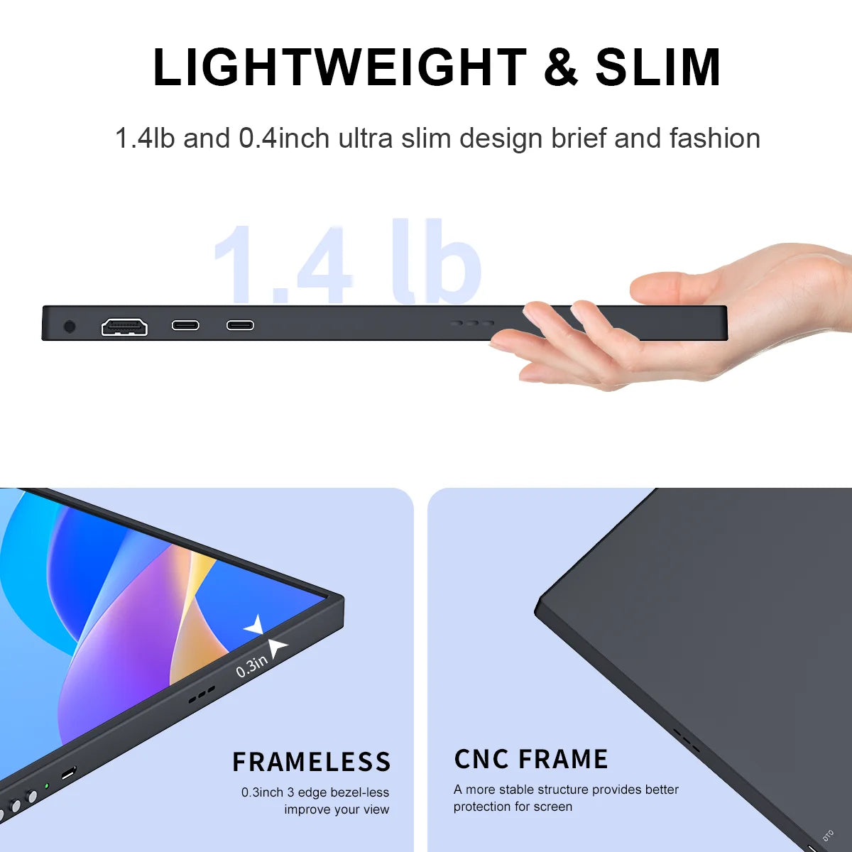 15.6 inch Portable Monitor UHD 3840X2160 Ultra-Thin 4K IPS Screen for PC Gaming External Display with for Xbox Switch PS4/5