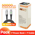 QOOVI 50000mAh Power Bank PD 100W Fast Charging Portable Large Battery Capacity Power Station For iPhone Laptop Samsung Xiaomi