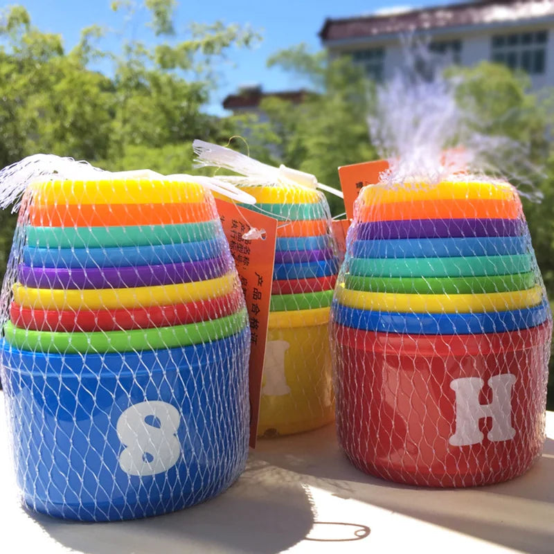 9PCS/Set Funny Stacking Cups Toys Baby Rainbow Cups Stacking Tower Kids Early Educational Toy Boys and Girls Learning Toys Gifts