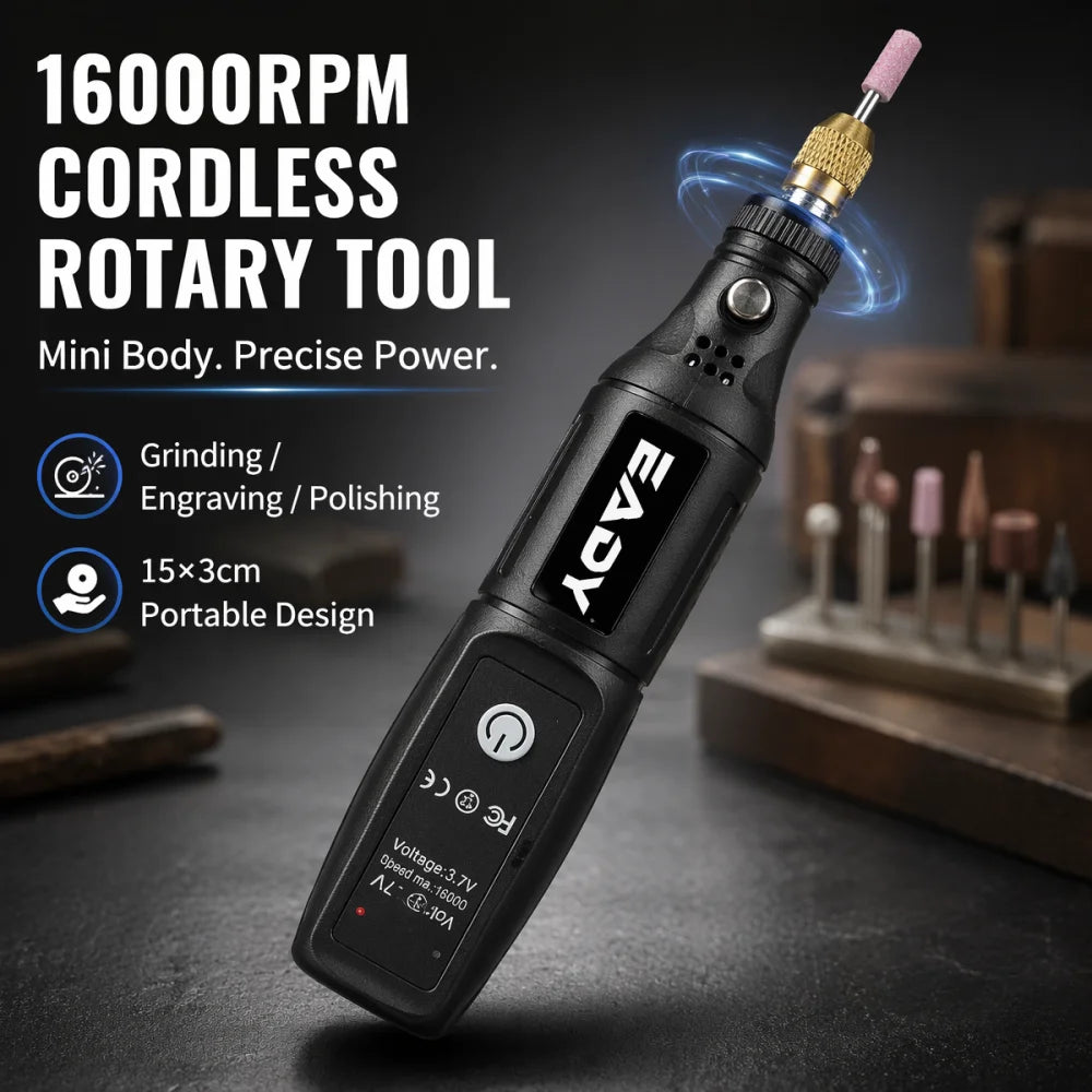 Cordless Mini Electric Drill Rotary Tool – USB Rechargeable Engraving Pen for Polishing, Grinding, Carving – Handheld Dremel