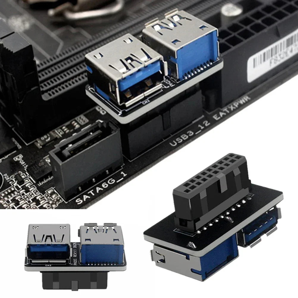 Motherboard USB 3.0 19/20Pin To Dual USB-A Port Internal USB Panel Converter Adapter for Desktop PC Mainboard Expansion