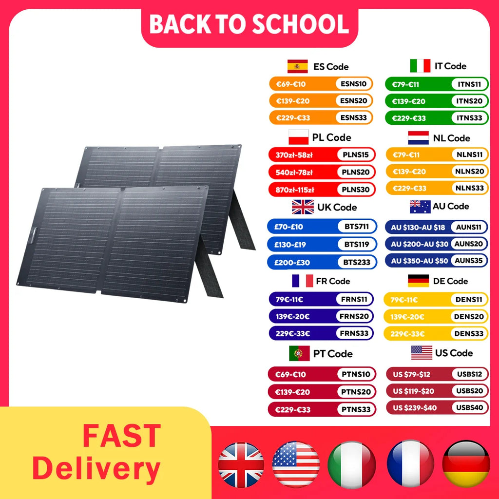 ALLPOWERS SE100 100W Solar Panel 100W/200W IP68 Waterproof Monocrystalline Foldable Solar Panel for Power Station Outdoor
