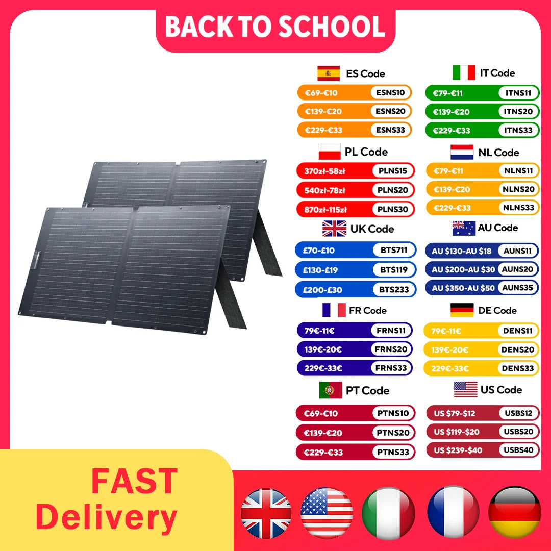 ALLPOWERS SE100 100W Solar Panel 100W/200W IP68 Waterproof Monocrystalline Foldable Solar Panel for Power Station Outdoor