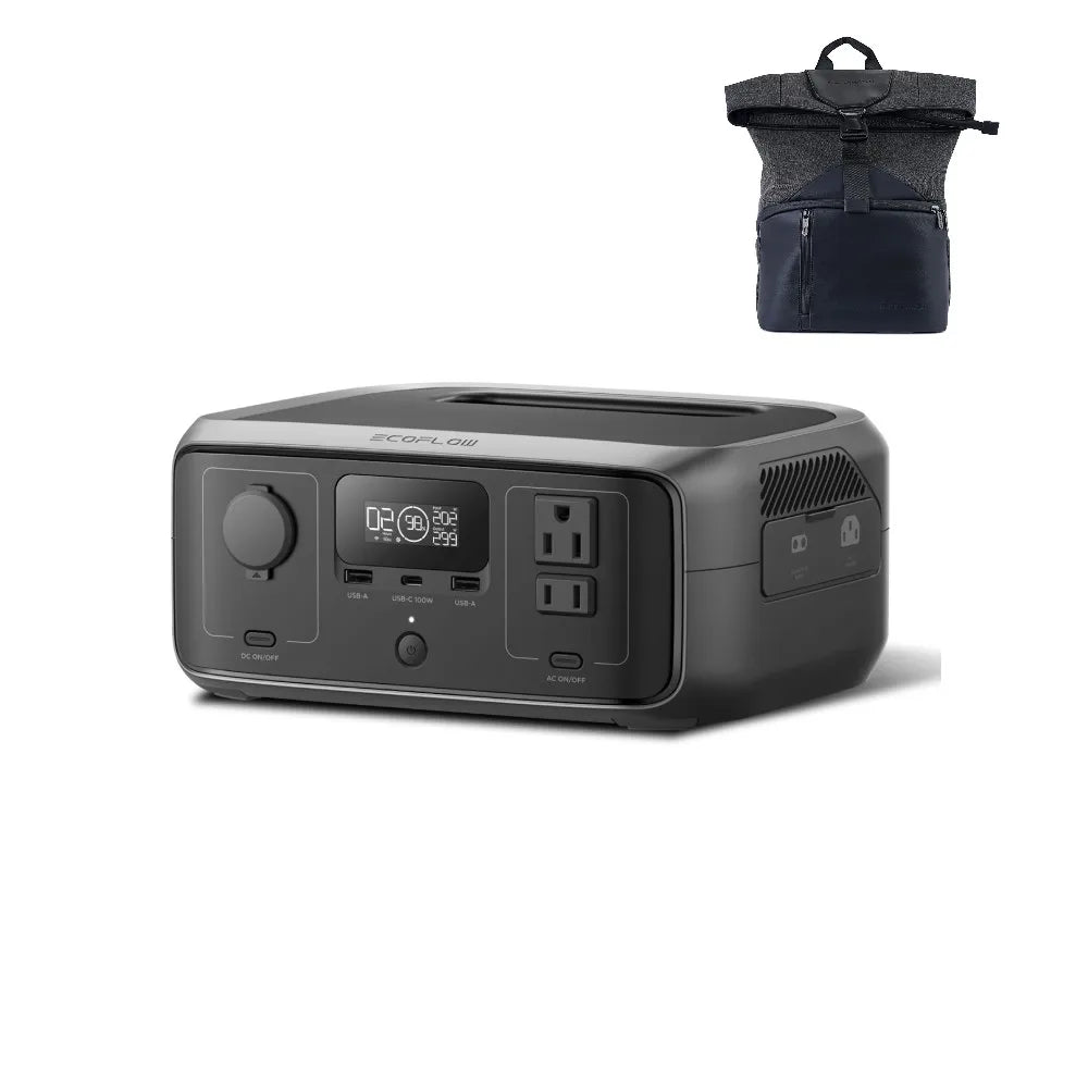 ECOFLOW 20W GaN-C Charger with RIVER 3 230 Portable Power Station, 230Wh LiFePO4 Battery, 300W Up to 600W AC Output