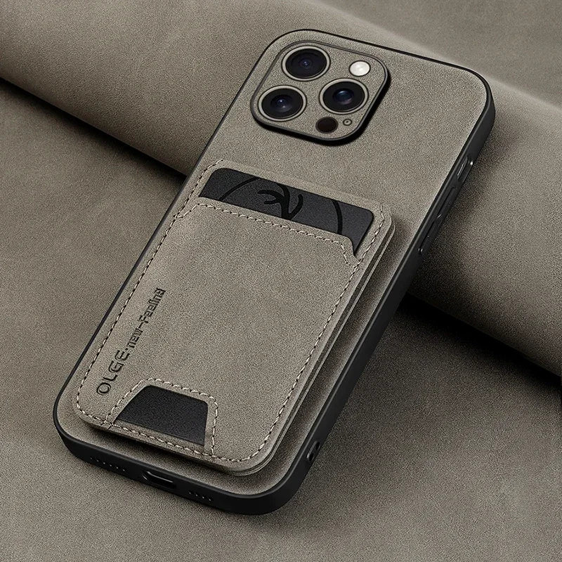Luxury leather card holder phone case For iPhone 17 16E 16 17 15 14 13 11 Pro max wallet card bag leather shockproof back cover