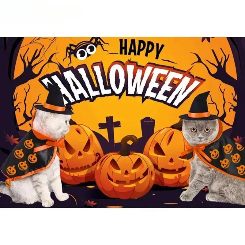 Disfraz de Halloween para mascotas, transpirable, suave, bonito, con forma de capa, patrón de calabaza, disfraz de arnés para gato, perro, herramienta de cosplay
