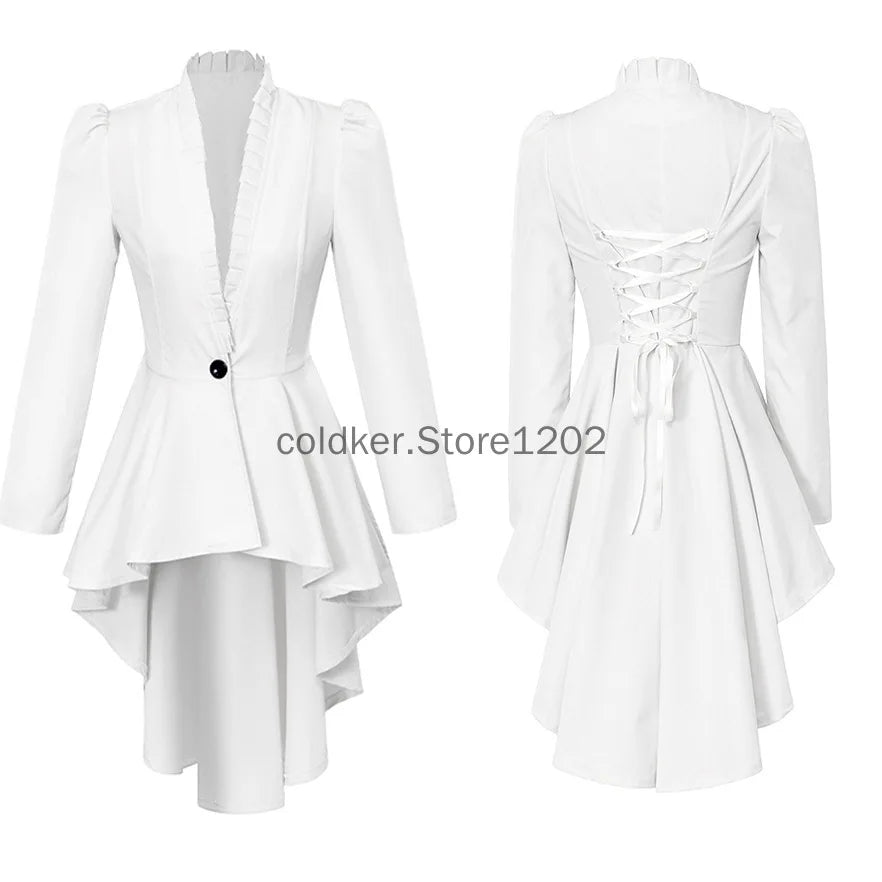 Halloween Costumes for Women Steampunk Victorian Jacket Coat Medieval Vintage Gothic Tailcoat Long Sleeve Tuxedo Shirt