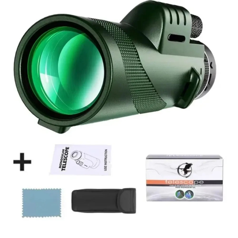 Telescopio portátil de zoom HD 80x100, larga distancia 5000M, plegable, mini potente para caza, deportes, camping al aire libre, viajes