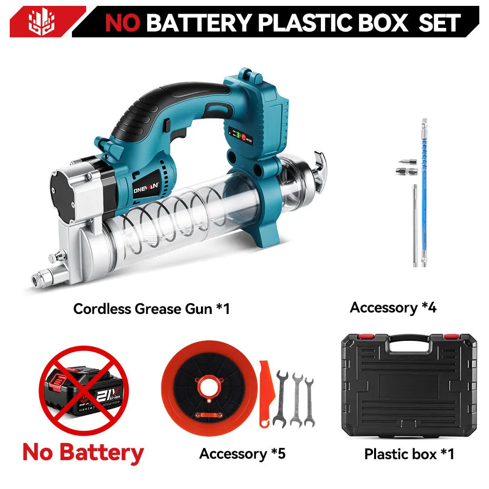 ONEVAN 10000PSL High Pressure Electric Grease Machine Cordless Rechargeable Car Lubricating Oil Tool For Makita Battery Pin