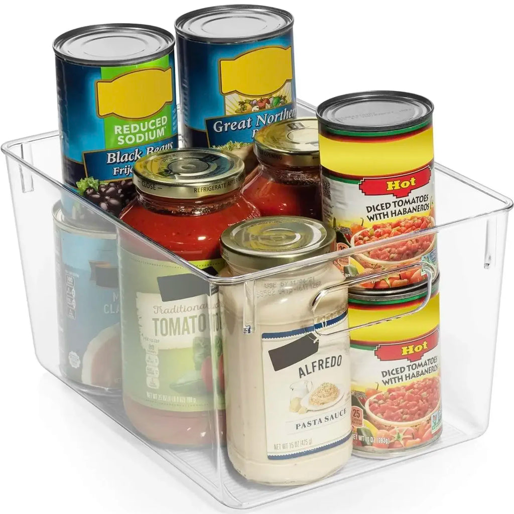 4 Pack Clear Plastic Storage Bins, Pantry Organizers and Storage Containers Fridge Organizer Bins Kitchen Cabinet Organizer