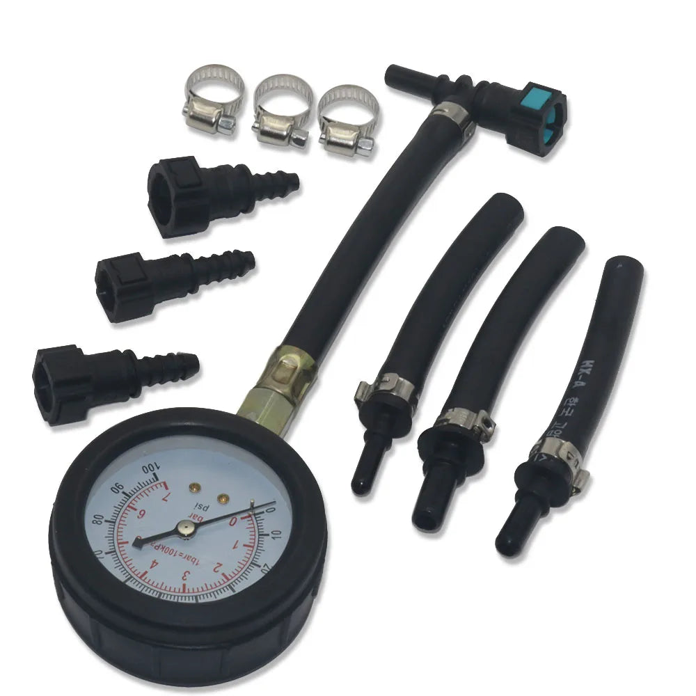Fuel Pressure Test Kit - Fuel Pressure Gauge - 0-100PSI Fuel Injection Pump Pressure Tester Gauge Kit for Car, Motorcycle, Truck