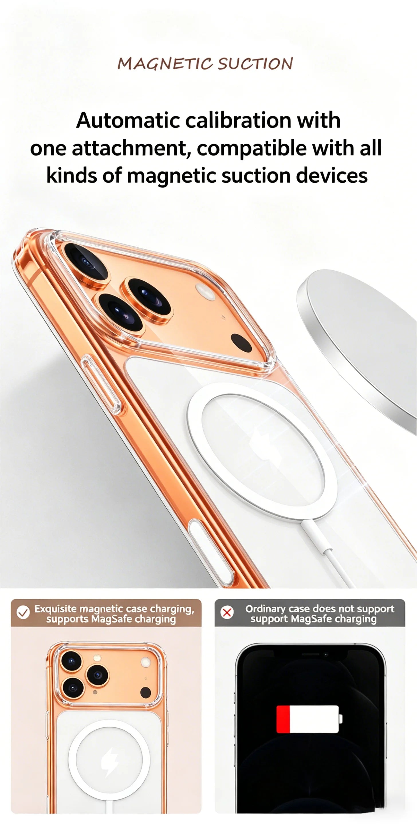 HANNUO Magnetic Case for iPhone 17 Pro MAX Cases Shockproof Cover for Wireless Charger Thin Cover Anti Yellow Transparent Cover
