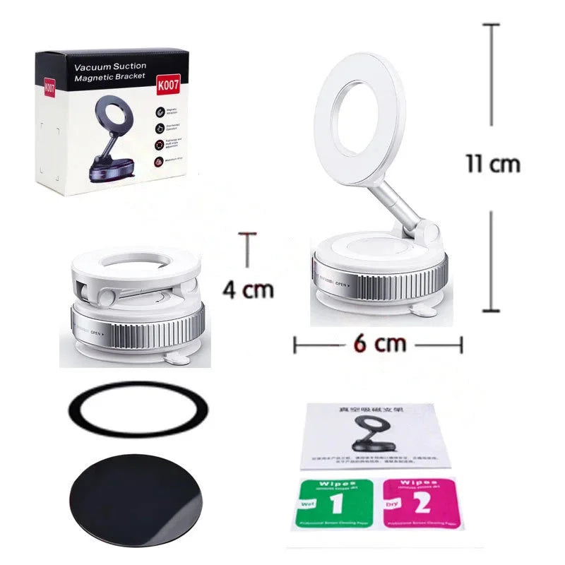 Magnetic Vacuum Phone Holder Compatible With MagSafe 360° Rotatable 96LBS Suction Cup Mount Suitable For iPhone Android Devices For Car Gym Mirror Use