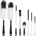 8 Boxed Wine Bottle Cleaning Brush Set - Long Handled Black Bottle Cleaner for Cleaning Narrow Wine/beer Bottles/thermos/jugs/sp