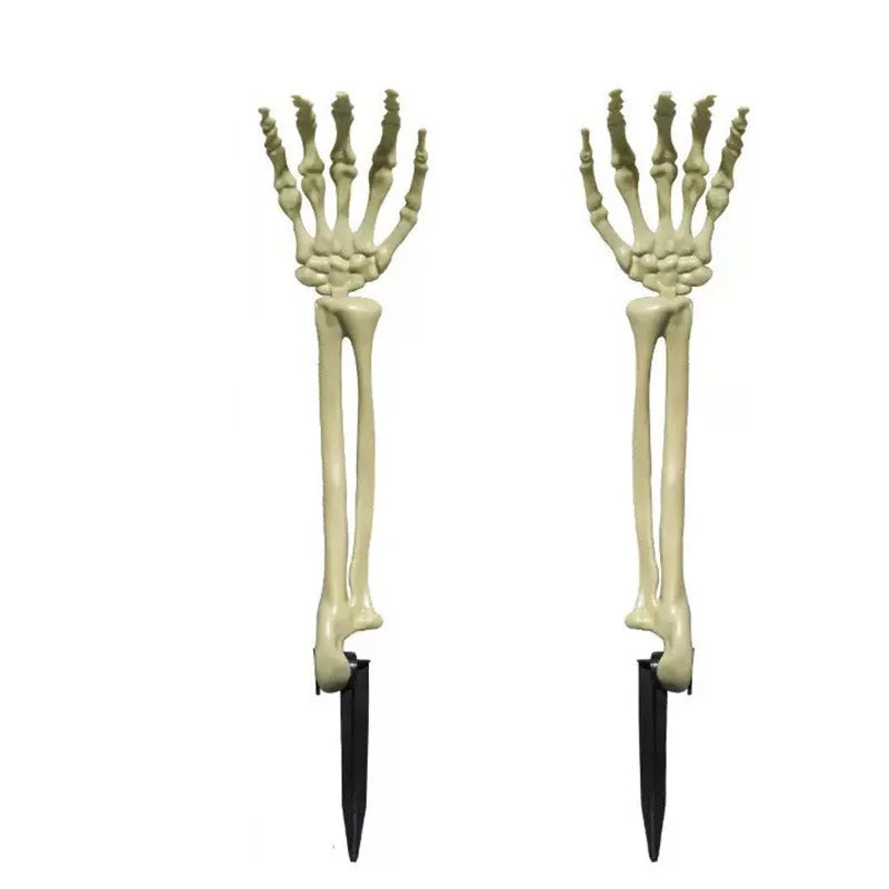 Halloween Skeleton Bone Garden Ground Stakes - Skull Head & Hand Insert Decor for Home Yard Holiday Party Ghost Themed