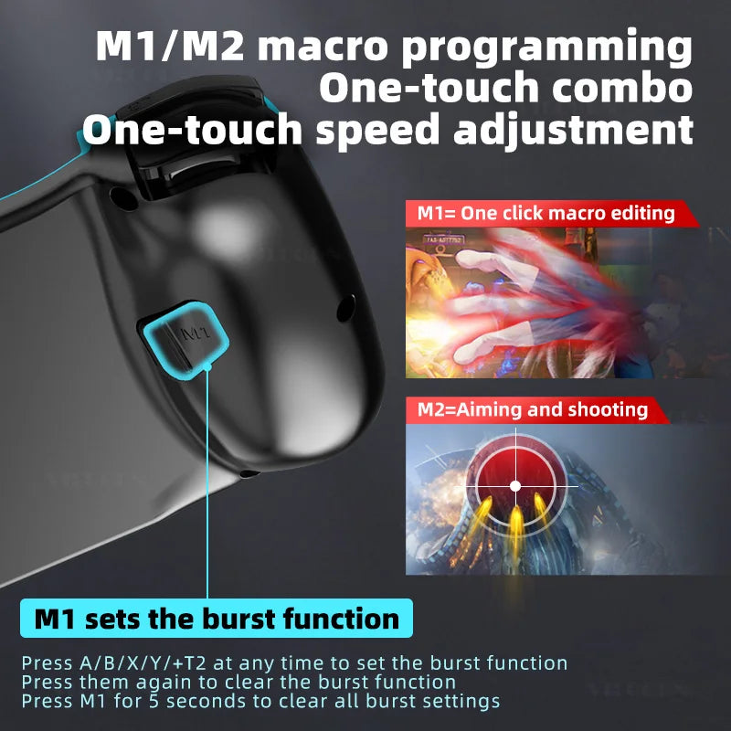 D3 Mobile Gamepad Wireless Game Controller for Cell Phone for iphone/Samsung/Android/Switch Stretching Joystick with Turbo Macro