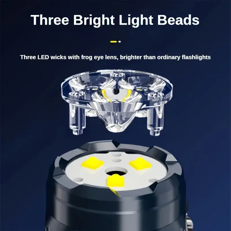 Mini linterna de 3 LED con clip para bolígrafo, para caminar de noche, brillo portátil, foco de emergencia recargable e impermeable para exteriores