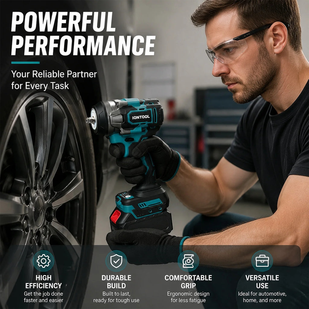 Pistola de Impacto Inalámbrica AmazingX 18V - Torque 500N.m, Motor Brushless