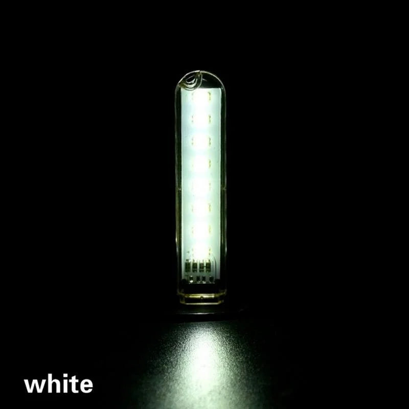 1 unidad de mini lámpara USB portátil de 8 LED, 5 V CC, iluminación USB para camping, para PC, portátil, banco de energía móvil, dispositivo.