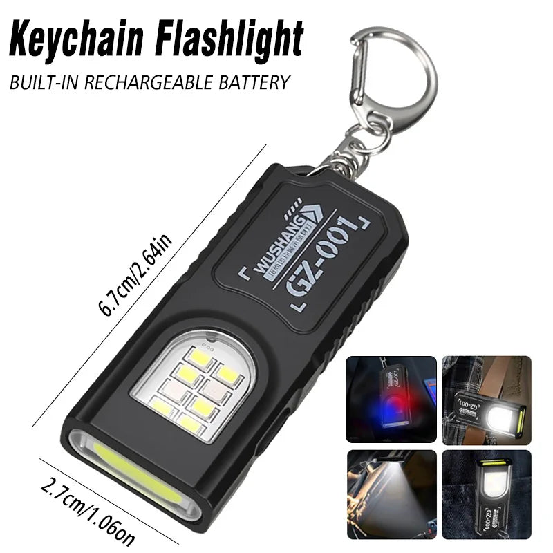 MINI Linterna LED Recargable USB Portátil Imán Trasero Luz de Trabajo Súper Brillante Linterna de Camping Lateral COB Antorcha de Emergencia