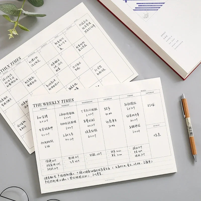 Weekly Planner Monthly Undated Agenda Notebook Schedules Study Planner Korean Stationery Office School Supplies