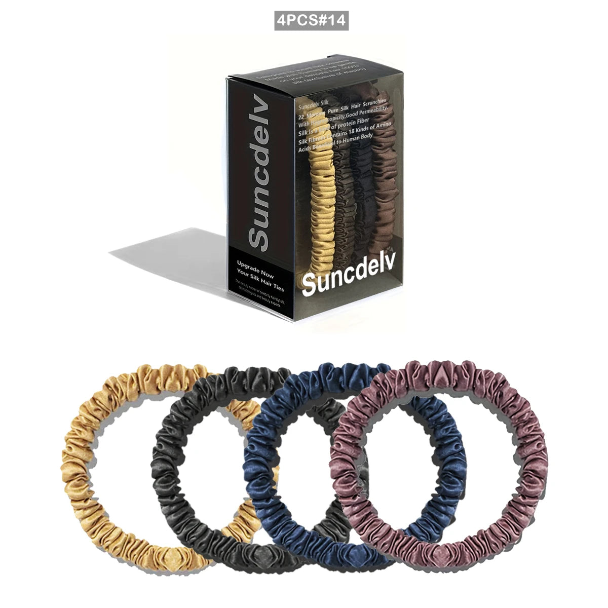 100% Natural Silk Solid Color Hair Ties High Quality Hair Scrunchies (22Momme) Women Big Hairbands Hair Accessories（4PCS Box）