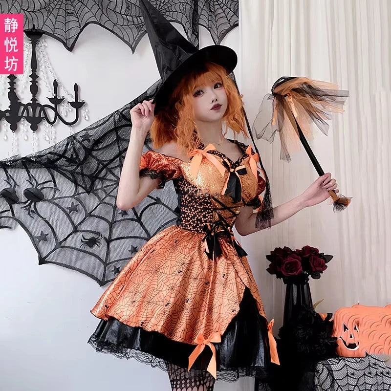 Halloween Costume for Women Sexy and Cute Pumpkin Witch Cosplay Anime Dress Disfraz