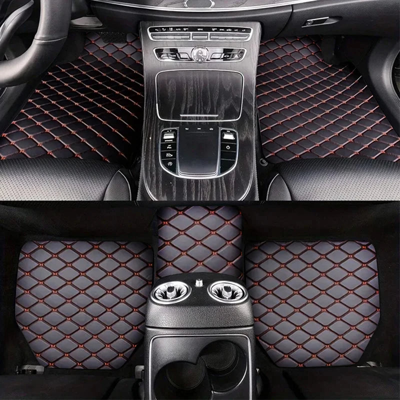 Universal 5Pcs Car Floor Mats PU Leather Waterproof Dust-Proof Auto Carpet Protector Pads Fashion Car Interior Accessories