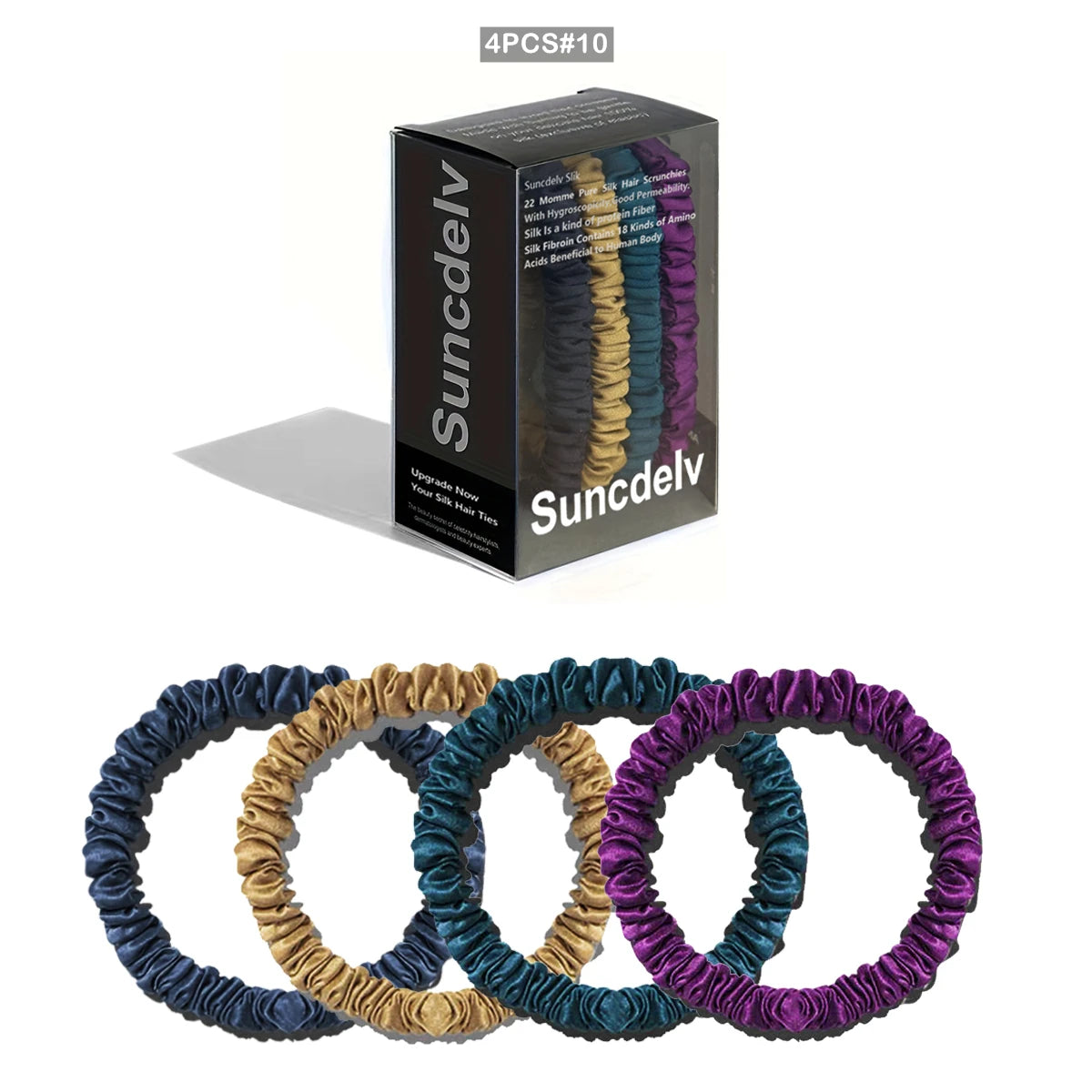 100% Natural Silk Solid Color Hair Ties High Quality Hair Scrunchies (22Momme) Women Big Hairbands Hair Accessories（4PCS Box）